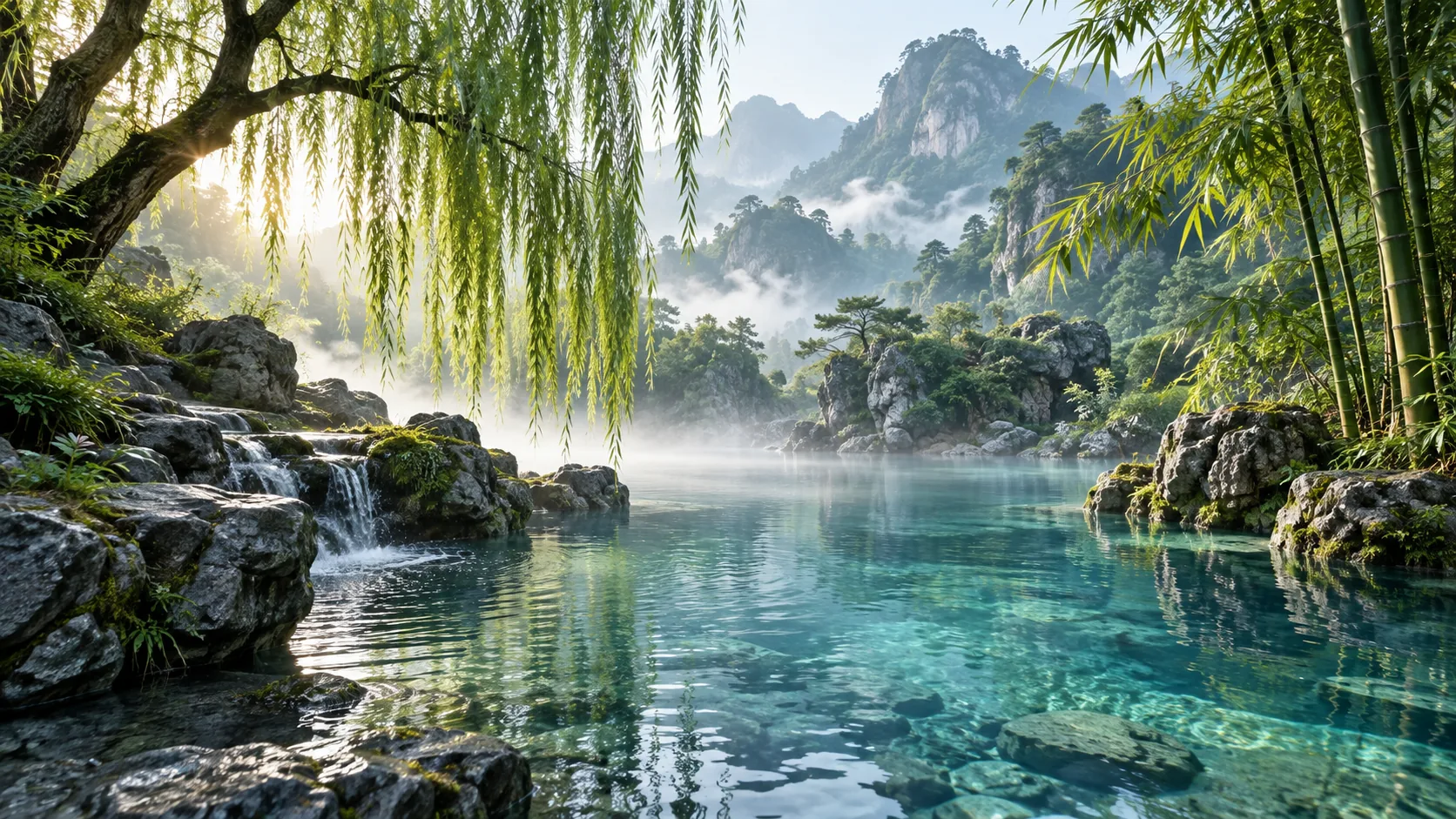 夏季泉水意境图